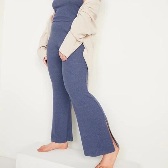 Old Navy High-Waisted Rib-Knit Split Flare Lounge Pants for Women New - Picture 4 of 11